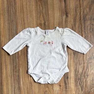 Vintage Baby Gap winter theme embroidered long sleeve bodysuit onesie